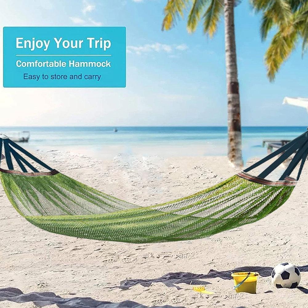 Hickened Rope Hammock Garden Outdoor Mesh Hammock Portable Simple Hammock Hanging Bed Double Outdoor Hammock with Bag