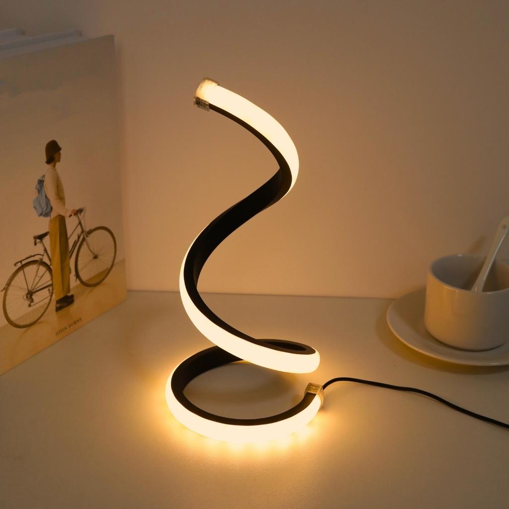 1Pc LED Spiral Table Lamp Modern Three Speed Dimming USB Power Button Switch Bedroom Decorative Table Lamp