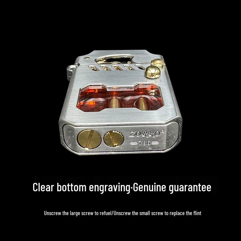 Zorro 786 Cyber Mecha Transparent Oil Tank Semi-automatic Kerosene Lighter