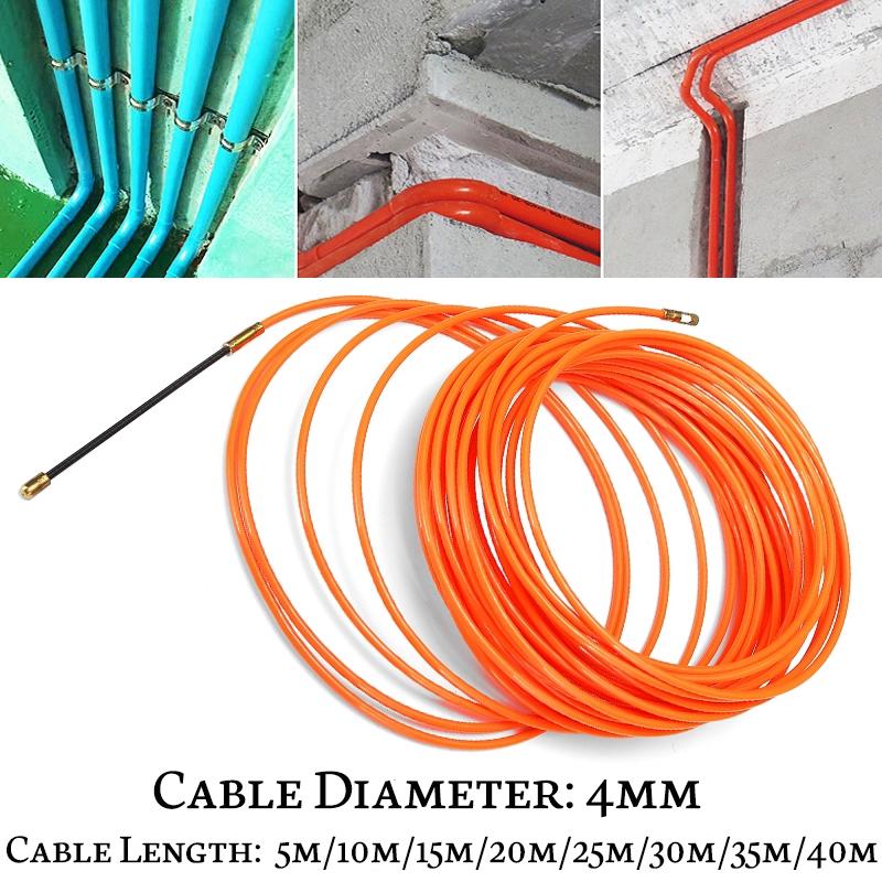 4mm 5 Meter To 40 Meter Guide Device Nylon Electric Cable Push Pullers Duct Snake Rodder Tape Orange Wire