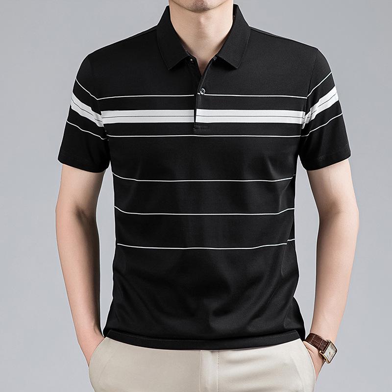 

Summer Striped Polo Shirt with Lapel - Plus Size for Middle-Aged & Young Men 3XL