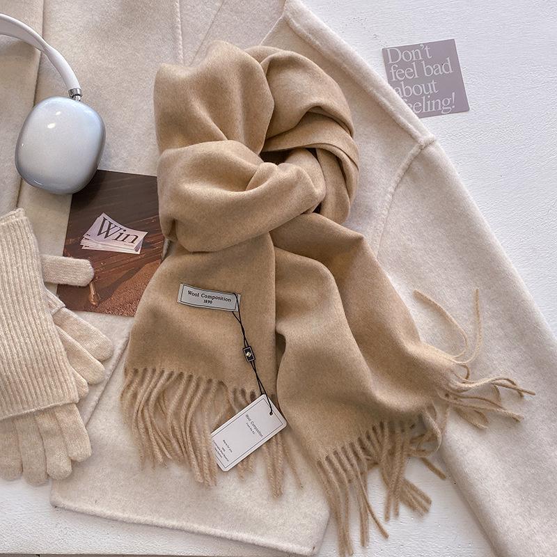 Winter Wool Scarf For Women Long Warm Cashmere Scarves Hijab Solid Lady Shawl Wrap Female Pashmina Bandana Head Scarfs New