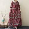 DIMANAF 2025 Summer Plus Size Dress Women Vintage Floral Dress Basic Printing Long Beach Elegant Loose Dress