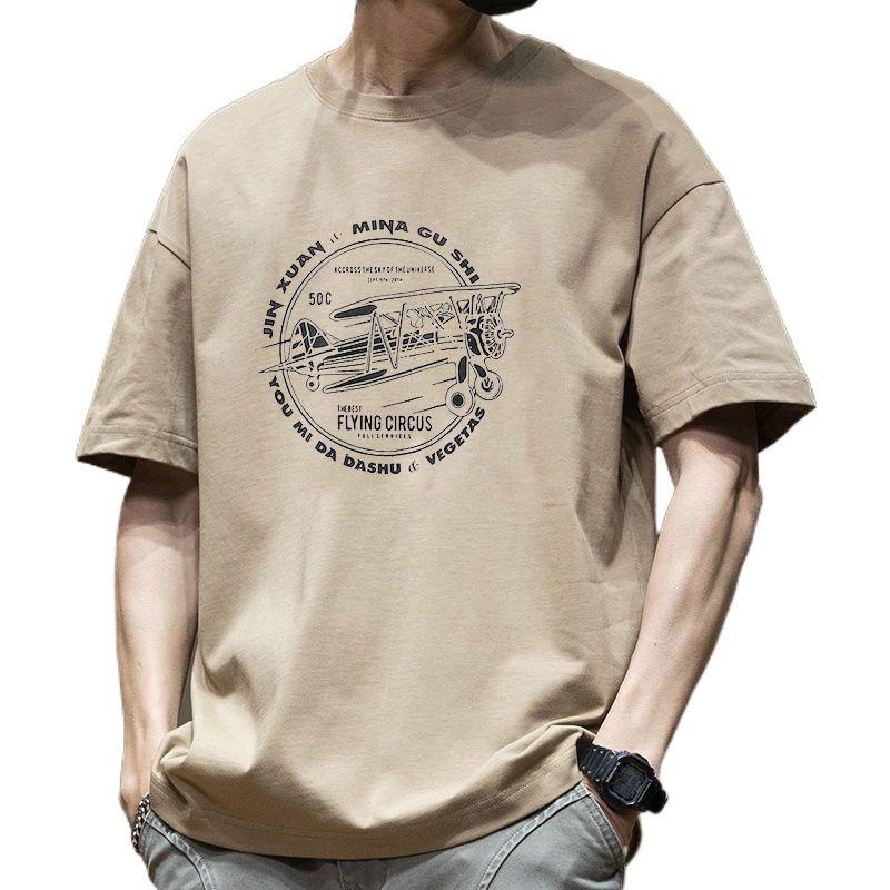 Herren Kurzarm Print Baumwoll T-Shirt Sommer Tops