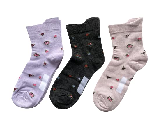Pflegeleicht anzuziehen mit einem lockeren elastischen Baumwoll-Weitbund Geeignet für Pflegeheime und 3er-Set C73 Damen-Socken, Hand, Bündchen, Mischung, Öffnung,