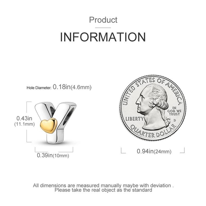 Charms Originale Heart English Alphabet Series Bead Fits Bracelets Necklace Women Charm Copper Luxury Diy Jewelry Gifts