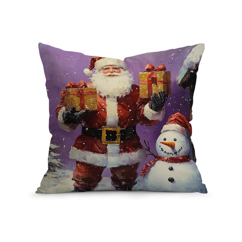 Purple Christmas Decor Cushion Pillowcase Printed Polyester 45x45cm Throw Pillowcover Decorative Sofa Cushion Pillowslip Decor
