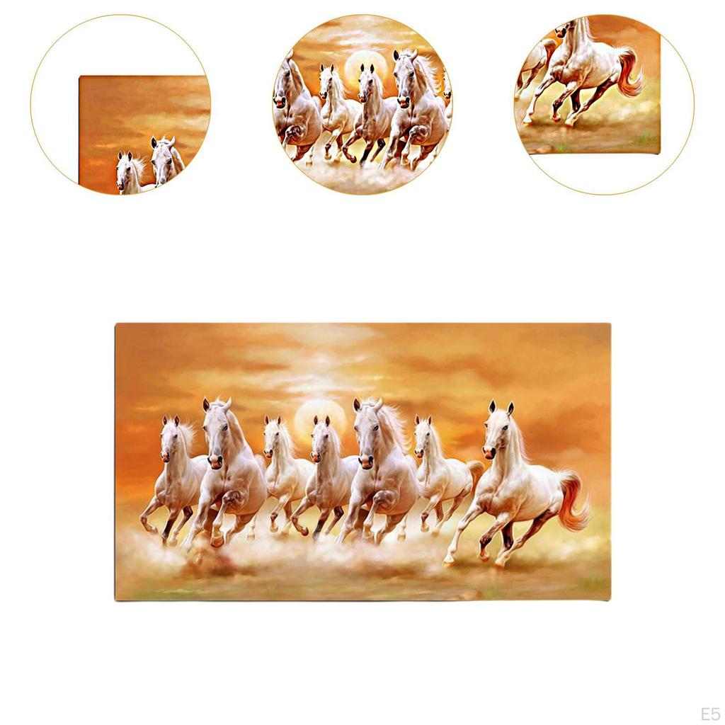 7 Running Horses Wall Decor Animal Painting Landscape Birthday Gift Unframed Style Canvas Print
