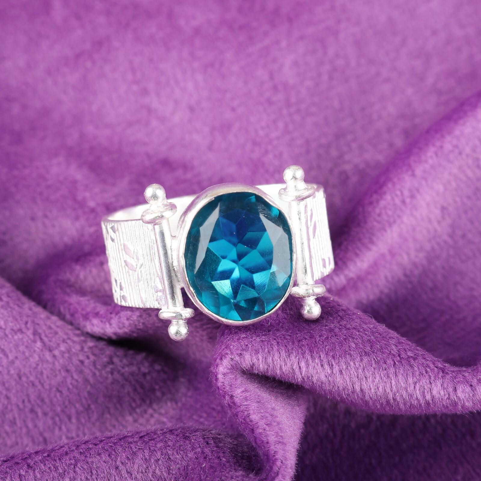 

Апатит Драгоценный камень 925 Стерлинговое серебро Ювелирные изделия Ручной работы Обручальное кольцо для женщин RR-22-2 9.5