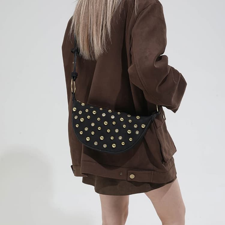 Rivet crescent bag women's metal decoration underarm bag