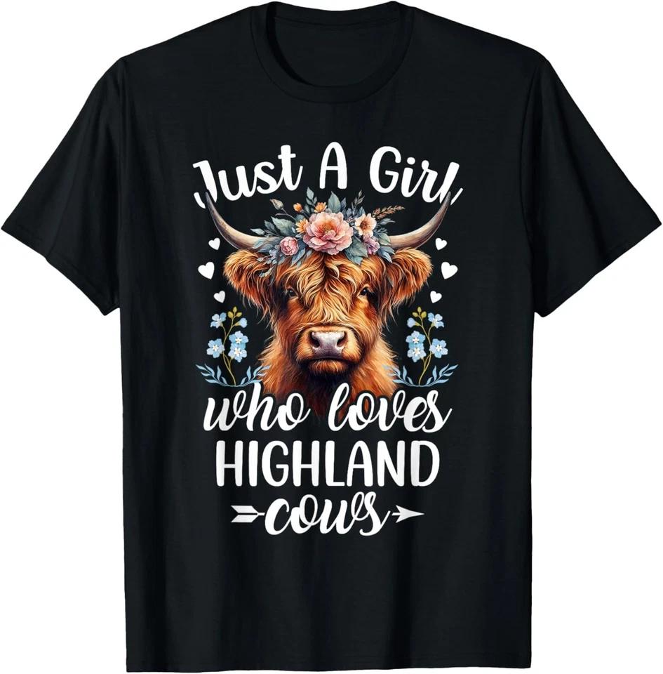Just a Girl Who Loves Highland Cows Scottish Highland Cows T-Shirt XL