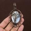 Natural Dendrite Opal Gemstone Handmade Copper Wire Wrap Pendant 3.55" T8o01