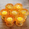Colorful Lotus Crystal Glass Ghee Lamp Holder for Buddha Offering