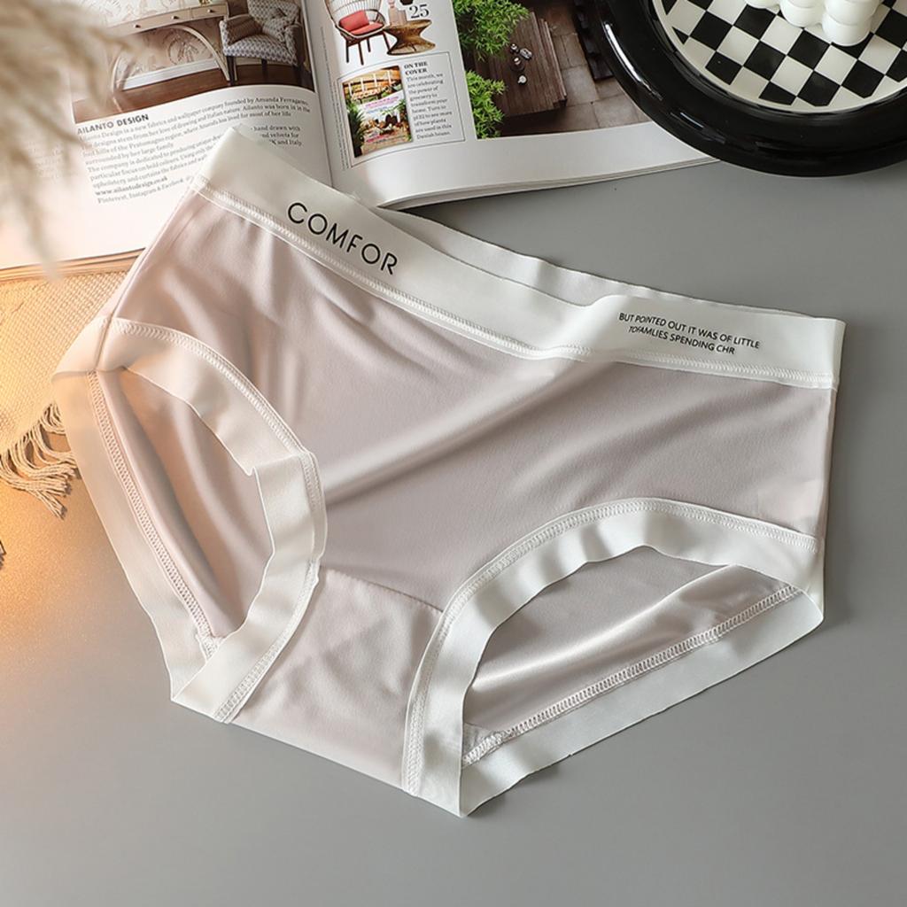 Nude Japonské K pokožce šetrné Dívčí Kalhotky z ledového hedvábí Dámské Středně vysoký pas Bezešvé Sladké Pohodlné Jednoduché Kalhotky Ženské