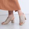 Himiko Chunky Heel Covered Sandals/643203 Beige 220