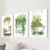 3pcs/set Plant Cute Art Oil Painting Canvas with Wood Frame Draw Wall Decor Home Decorations