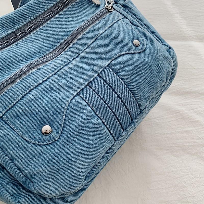 Dámská džínová taška Velkokapacitní crossbody taška Cestovní nákupní taška