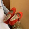 Retro suede Mary Jane shoes are beautiful, new shoes, one-word buckle with round head and shallow mouth single shoes for women