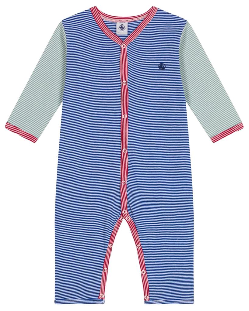 Footless Romper A0BB9 Light White 12 months 74cm [Petit Bateau] Blue/Off