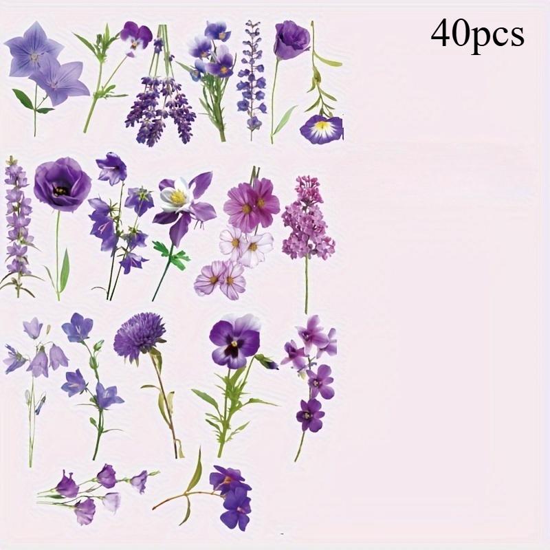 

40pcs Floral Scrapbook Stickers Colorful Flower Leaf Decals Self Adhesive Paper Stickers DIY Craft Journal Scrapbooking Supplies фиолетовый