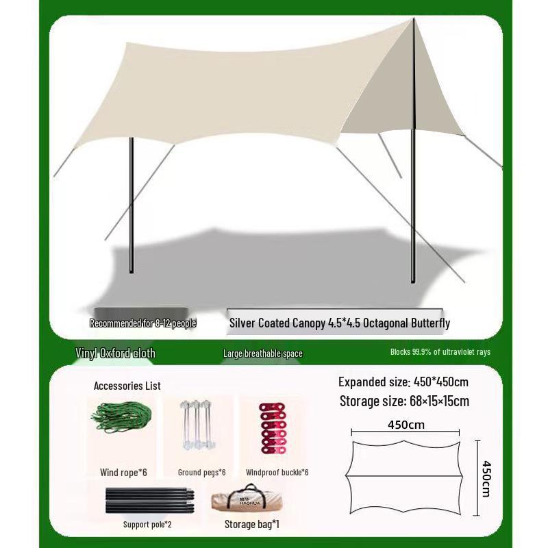 Vinyl Outdoor Canopy Tent: Rainproof and Windproof Camping Picnic Sunshade