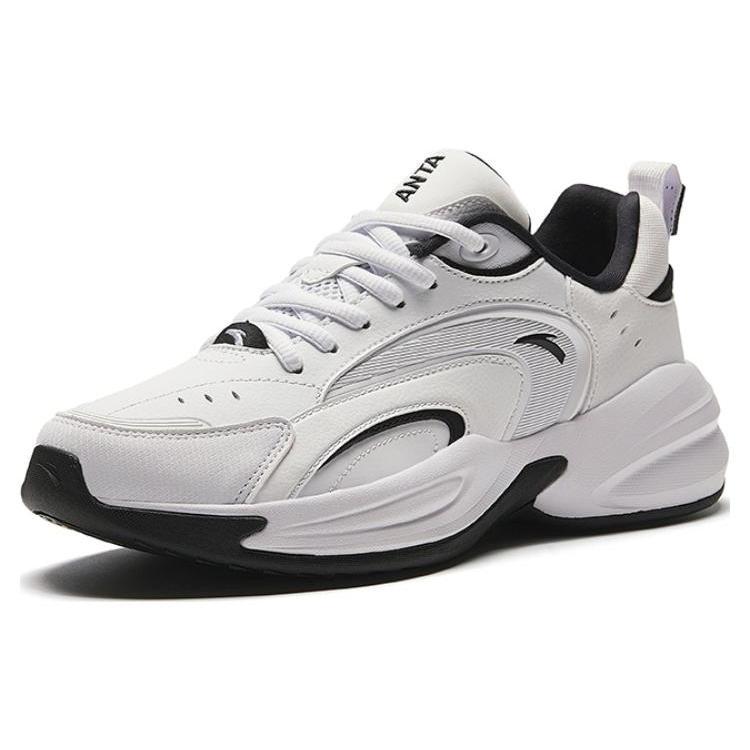 Anta ACE Textile, Synthetic Leather Cushioning Low top Chunky Sneakers Women's White Black 922338802-10
