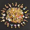 10/20/30/50pcs Cute Animal Flower Plant Charm With Hoop DIY Pendants For Jewelry Making Bracelets Anklets Enamel Charms Material