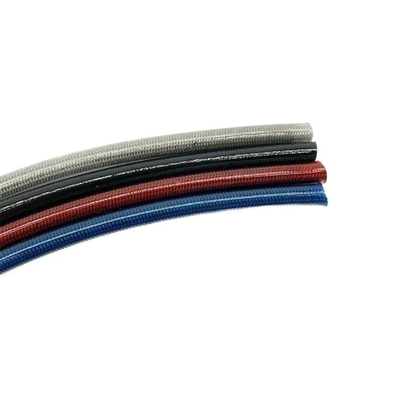 4M AN3 Motorcycle Braided Stainless Steel + PVC + Nylon Brake Line Hose Fluid Hydraulic Hose Dirt Bike Gas Oil Fuel Tube Pipe