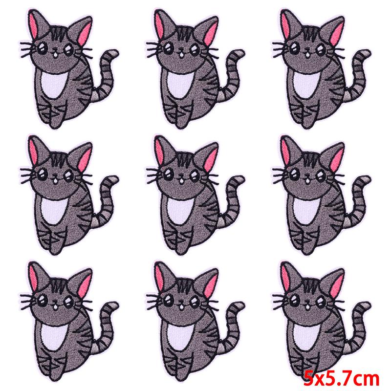 10Pcs/Lot Animal Embroidery Patch Iron On Patches For Clothing Cartoon Embroidered Patches For Clothes Cute Cat Patch Applique