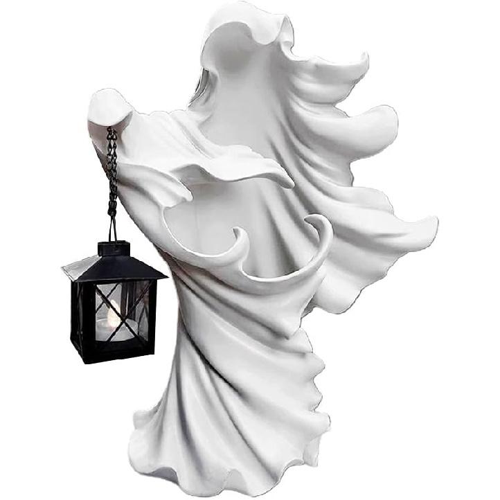 Cracker Barrel Ghost Lantern Statue - 7.87" Garden Yard Home Party Halloween Decoration