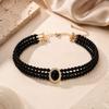European and American black multi-layer pearl necklace retro court gothic collarbone chain women's banquet wedding season jewelry