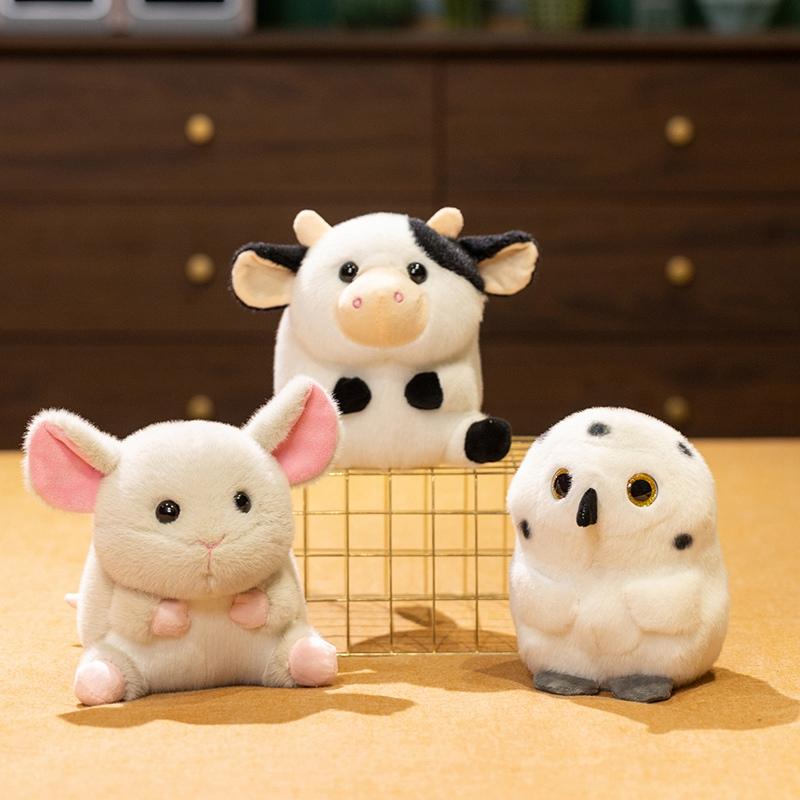 Cute Cow Plush Toy Soft Fluffy Stuffed Animal Doll Adorable Owl Chinchilla Plushies Cuddly Doll