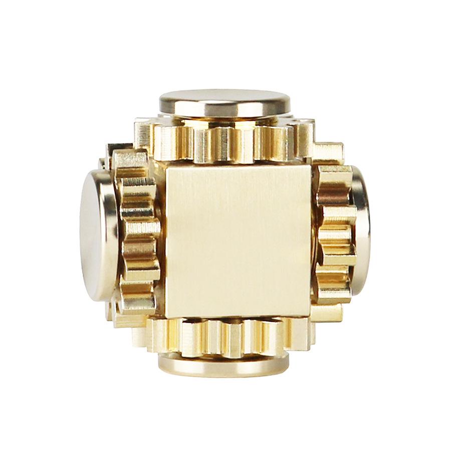 Nine-Tooth Pure Copper Metal Alloy Gear-Linked Fidget Spinner Ferris Wheel with 34-Gear Rubik's Cube Design