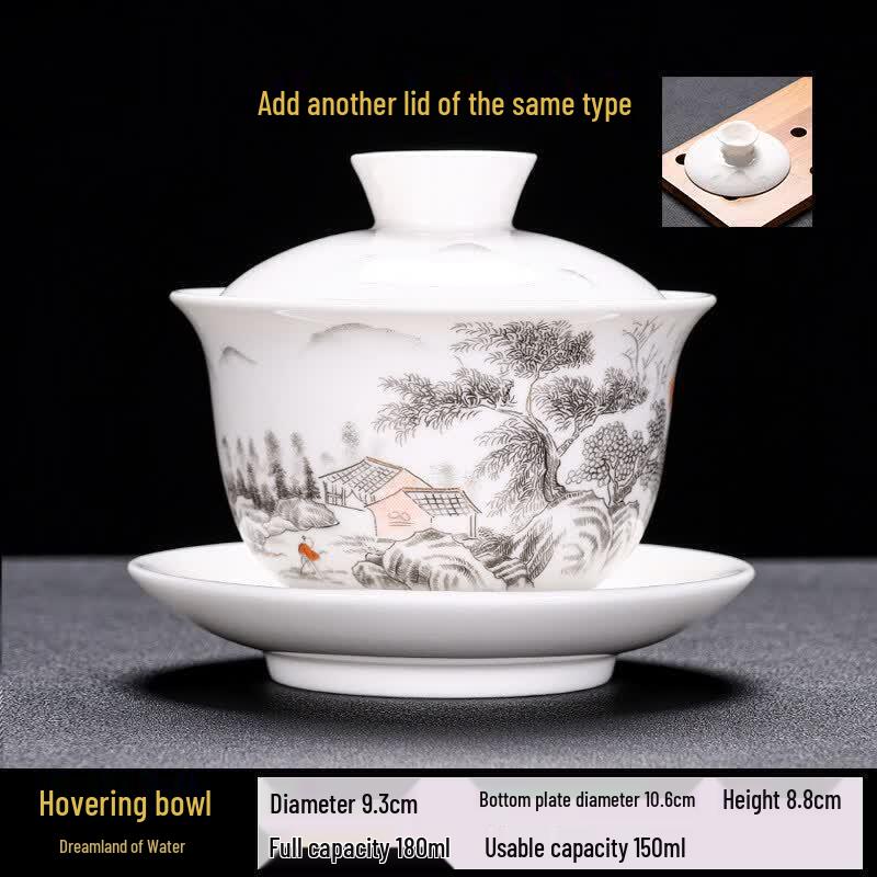 Youluo Ceramic Gaiwan Tea Set with Rotating Lid