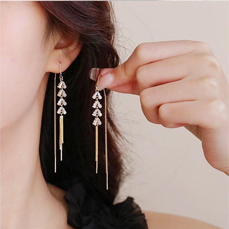 Exquisite wheat ears long fringed earrings new personalized light luxury earrings femininity trend exquisite earrings