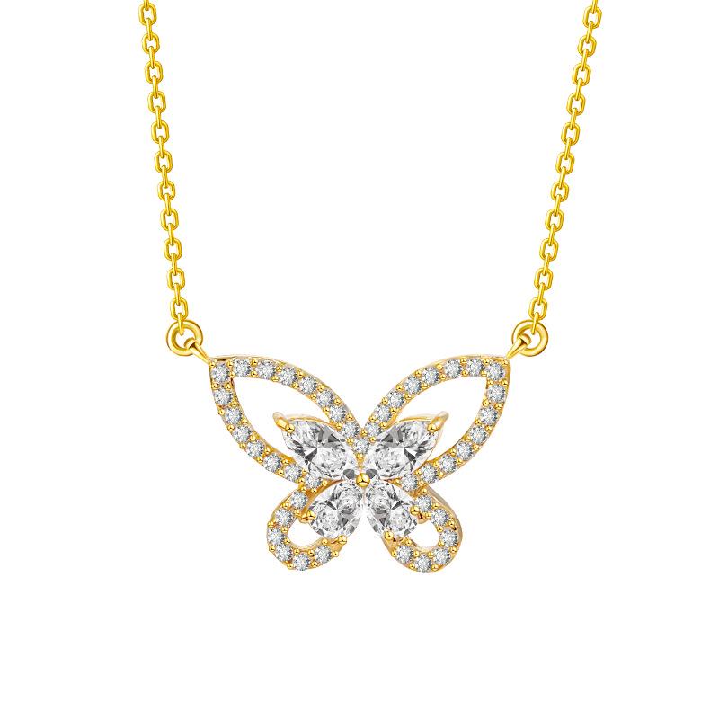 S925 Sterling Silver Women s Necklace with Sparkling Diamond Butterfly Pendant - A Luxurious Valentine s Day Gift 925 Silver