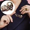Skeleton Shaped Safety Pin Brooch Metal Alloy Skull Design Halloween Accessory Lapel Pin Decoration for Clothing Bags and Hats
