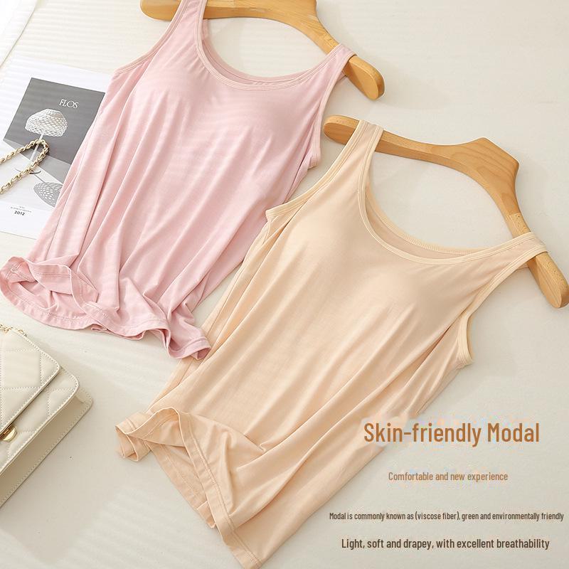 Modalowa wyściełana kamizelka plus size dla kobiet, dopasowana, jednolity kolor, wszechstronny jednoczęściowy, okrągły dekolt