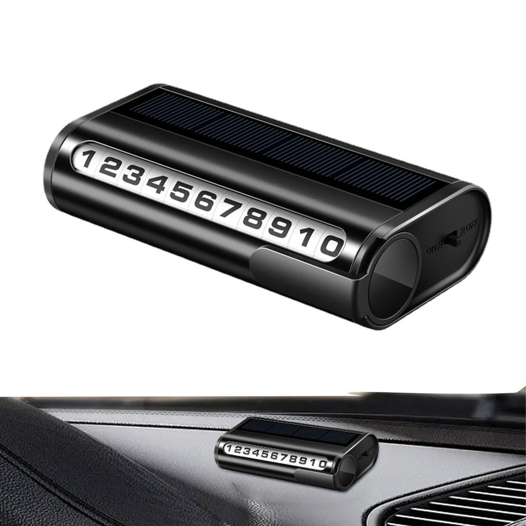 Car Parking Number Plate Luminous Auto Parking Card Solar Charging Temporary Stop Phone Number Card Decoration Accessory