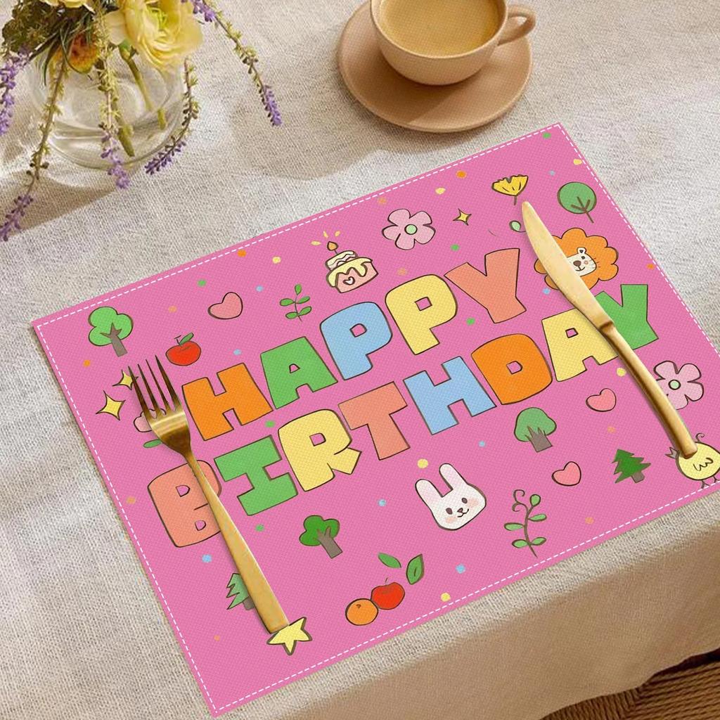 1 Stück Geburtstagsthema Tischset Esstisch Dekoration Leinen Tischgeschirr Untersetzer Küchenmatte Zubehör Für Kinder Geburtstagsparty Kinder