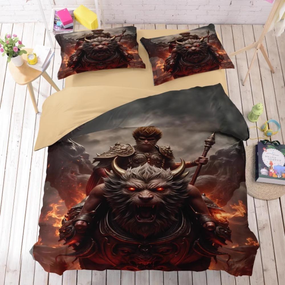 Black Monkey Game 2/3 Piece Bedroom set,Children'sGift Teenagers Adulte Microfibre Double Bed Duvet Cover with Zip Room Decor