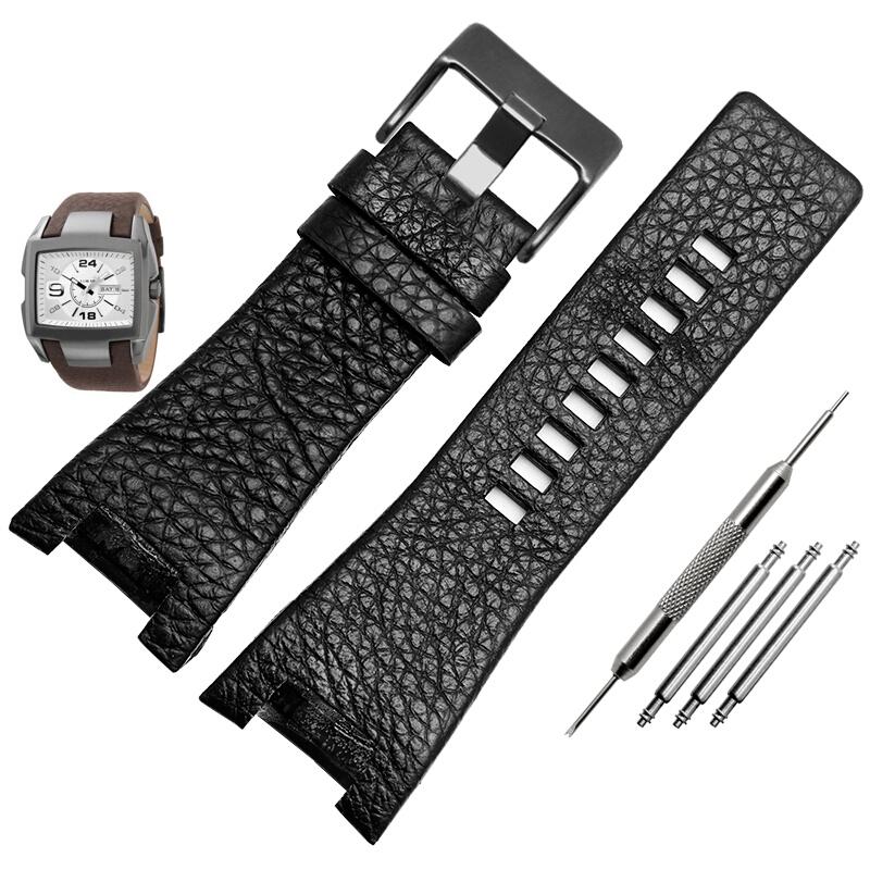 Echtes Lederarmband für Diesel DZ1216 DZ1273 DZ4246 DZ4247DZ287 Kerbe Armband Herren-Uhrenarmbänder Armbanduhren 32×17MM Armband