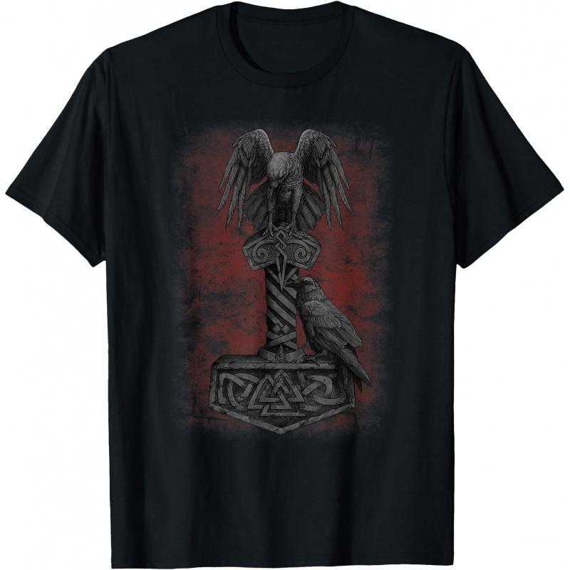 Viking Norse Mythology Thors Mjolnir Odins Huginn Muninn Gift t shirt Norse Myths Valhalla Graphic clothes All size tops S