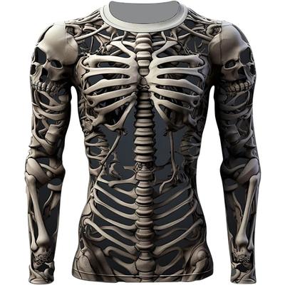 Cămăși cu schelet cu imprimare 3D Costume de Halloween Cămăși amuzante cu mânecă lungă Tricouri grafice Streetwear Tricou casual Topuri