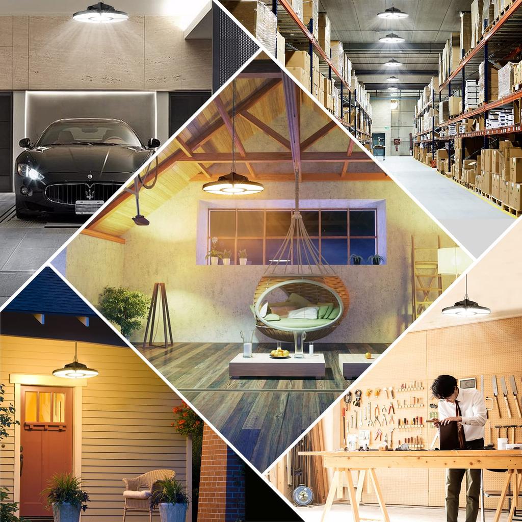 MEIKEE LED Garage Light, Pendant Light, Ceiling Light, 5-Light Set, Energy Saving, 32W, 3200LM, High Brightness, Suitable for 6-Tatami Rooms,