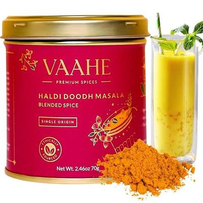 VAAHE Premium Haldi Doodh Masala | Ashwagandha e Liquirizia | Polvere per Latte Dorato| 100% Puro e Naturale | Latta Premium (70 gr)