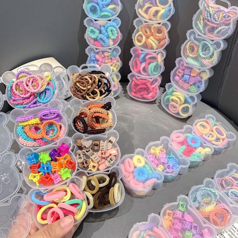 Multi-grid Transparent Plastic Storage Box Four-piece Storage Box Hair Accessories Storage