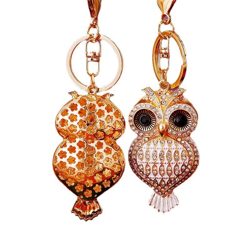 Crystal Diamond Owl Keychain Pendant - Cute Metal Ring Gift for Men, Women, Couples
