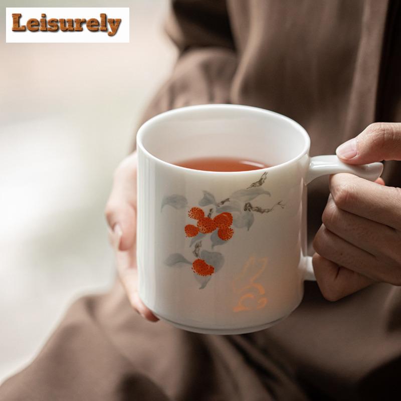 380ML Exquisite White Porcelain Filter Tea Separator Cup Personal Office Work Mug Tea Separation With Lid Filter Mug Drinkware