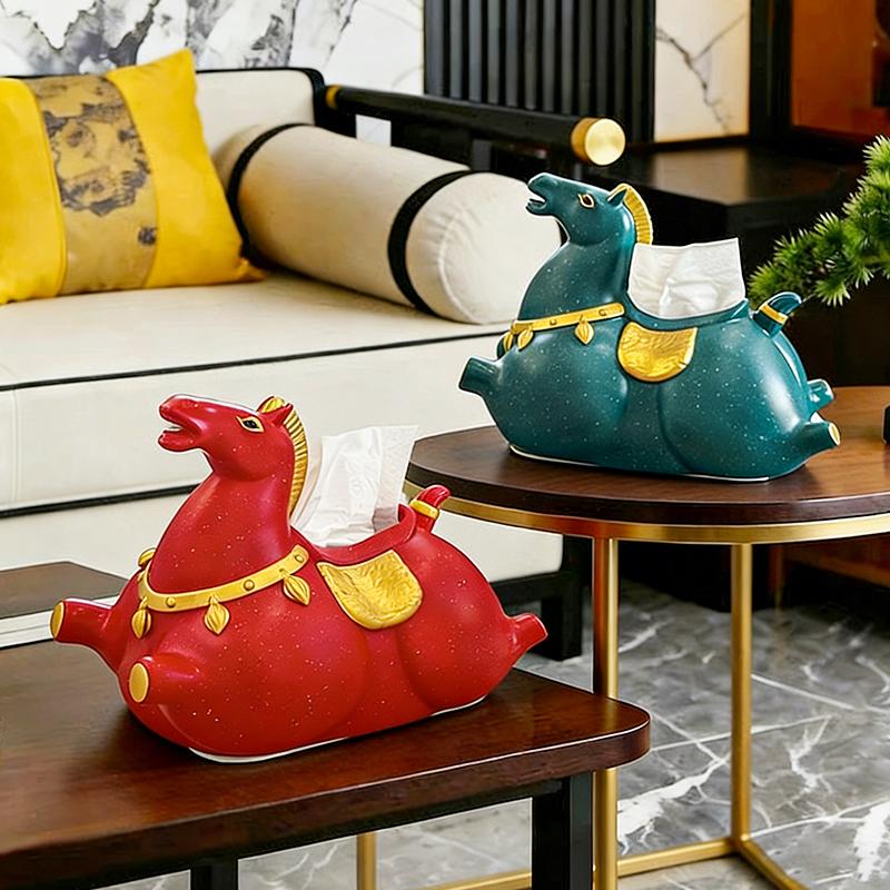 Cute Horse Tissue Box Home Living Room Decoration Ornament Tissue Box Kitchen and Bathroom Storage Supplies Gift